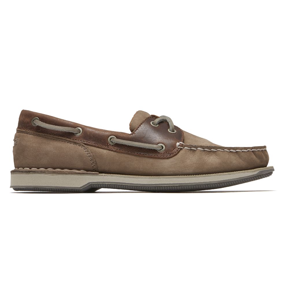 Rockport Perth - Mens Boat Shoes - Taupe - NZ (IAB-267430)